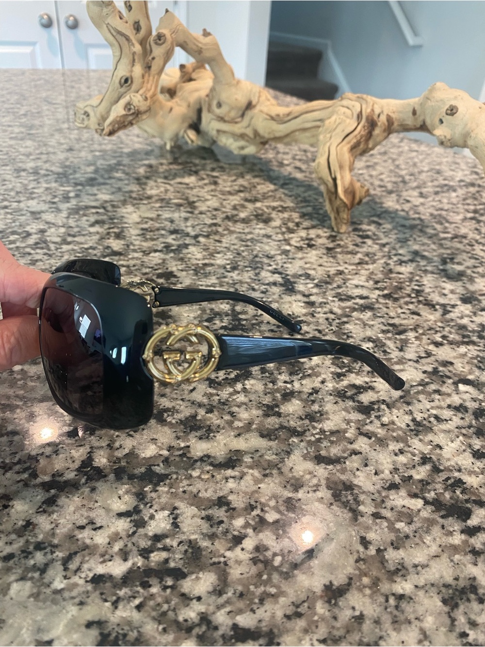 Gucci Black Sunglasses with Gold Logo Accent